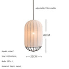 Nordic Fabric Pendant Light LED Minimalism Luminarias Bar Bedroom Lamp