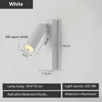 Rotatable 3W LED Wall Sconce Lamp for Bedroom, Hotel - Modern, Black, White