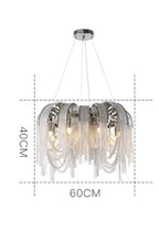 Nordic Tassel Chain Chandelier Chrome Metel Luxury Light for Living Room
