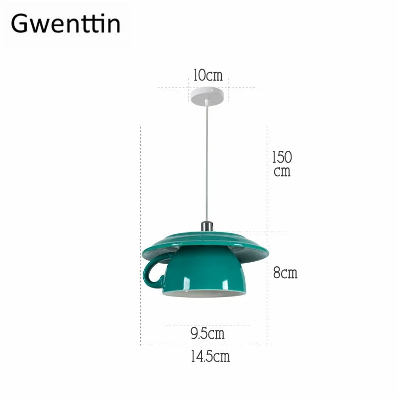 Ceramic Cup Pendant Lights Ceiling Chandeliers Modern Hanging Lamp