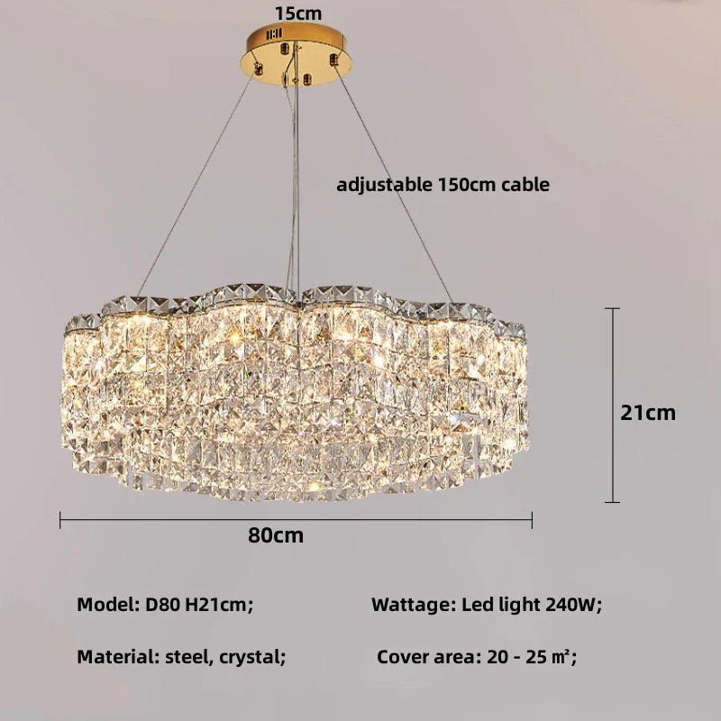 Luxury Crystal Pendant Lights Dimmable LED Foyer Chandelier