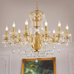 Gold Brass Crystal Chandelier - Luxurious Candle Lights for Villa Living Room