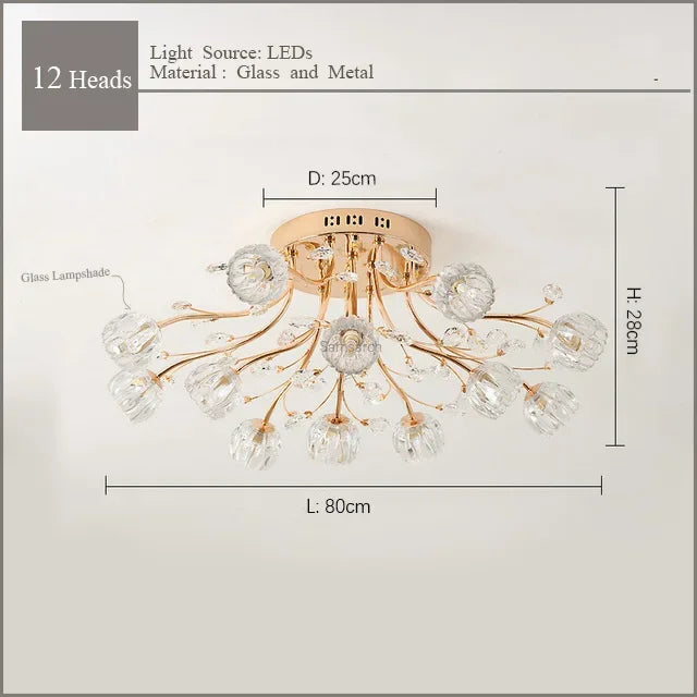 Crystal Ceiling Light for Modern Light Luxury Living Spaces by Samsarah Lighting