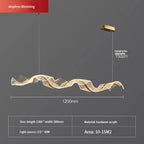 Gold Wave Design Acrylic Pendant Light Chandelier for Living Room & Kitchen
