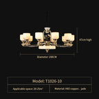 All Copper Jade Chandelier for Living Room, Villa Duplex Multi-storey Lighting