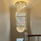 Crystal Hanging Loft Chandelier - Elegant Ceiling Lighting for Staircase and Room Decor