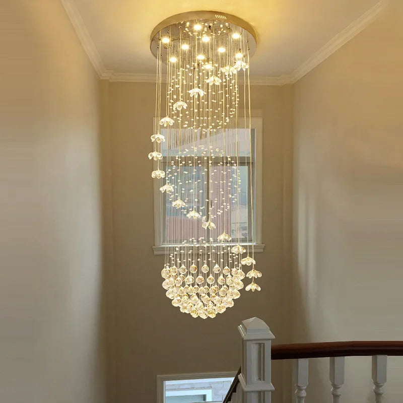 Crystal Hanging Chandelier Indoor Lighting Fixture for Staircase Room Decor