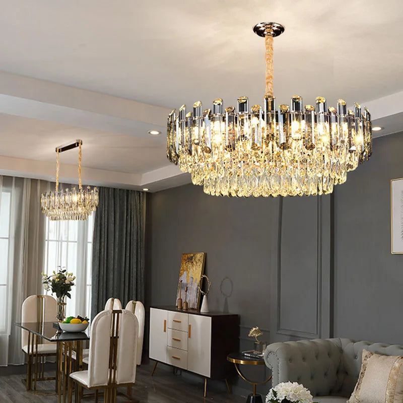 Luxury Crystal Chandelier: Modern Living Room & Dining Room LED Lighting