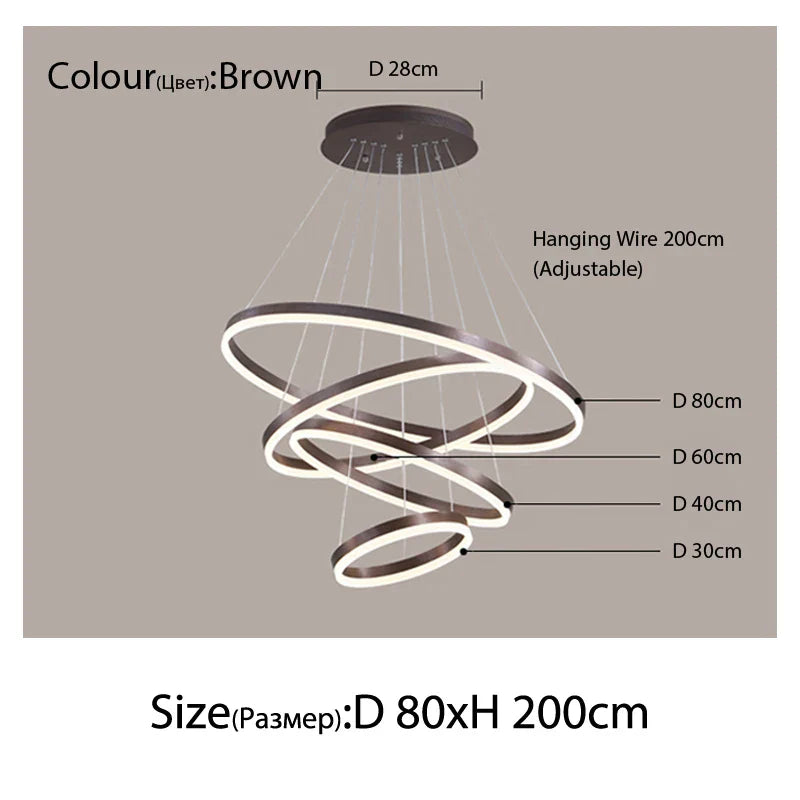 Sophisticated Duplex Living Room Chandelier & LED Circles Lighting Fixtures