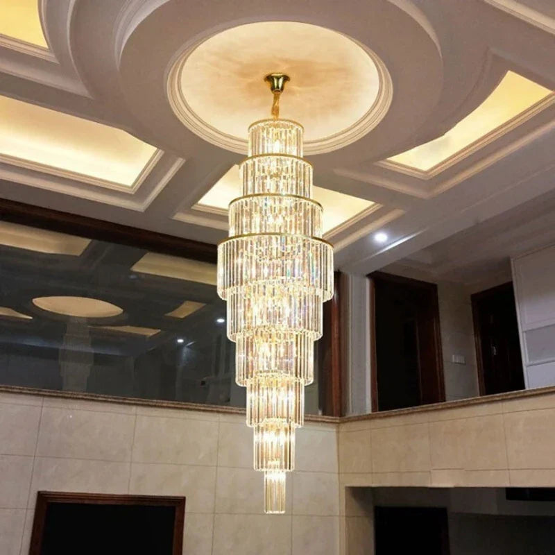 LED Rotating Staircase Chandelier for Luxurious Duplex Living & Villa Décor