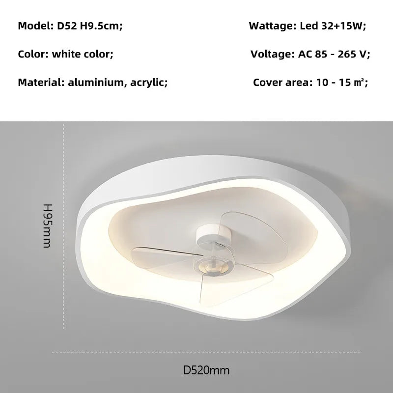 Modern Fan Chandelier LED Ceiling Light with Remote Control - Bedroom Kitchen Lighting