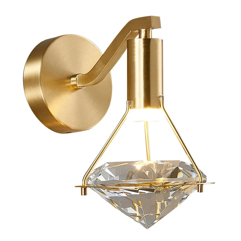 Crystal Diamond Wall Lamp: Modern Nordic Luxury Lighting for Bedroom & Living Room
