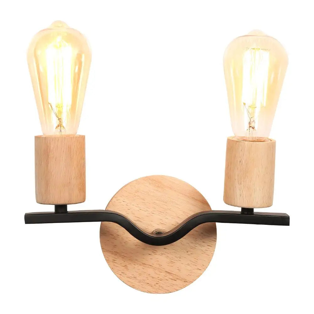Loft Iron Wood Wall Sconce Vintage Indoor Lighting Fixture