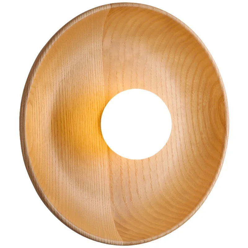 Wood Round Plate Wall Lights LED Nordic Modern Sconce for Home Décor