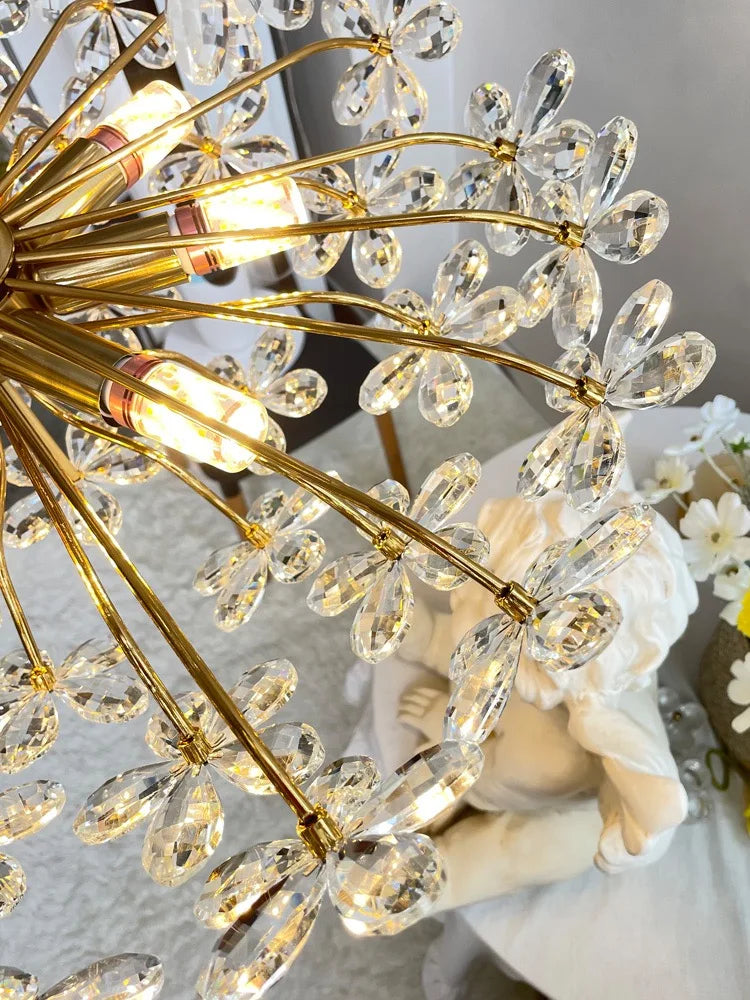 Crystal Flower Pendent Chandelier - Modern Design for Living Room, Restaurant, and Bedroom