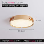 Walnut Round Ceiling Lamp by - Modern Japanese Nordic Bedroom Dining Room Lighting