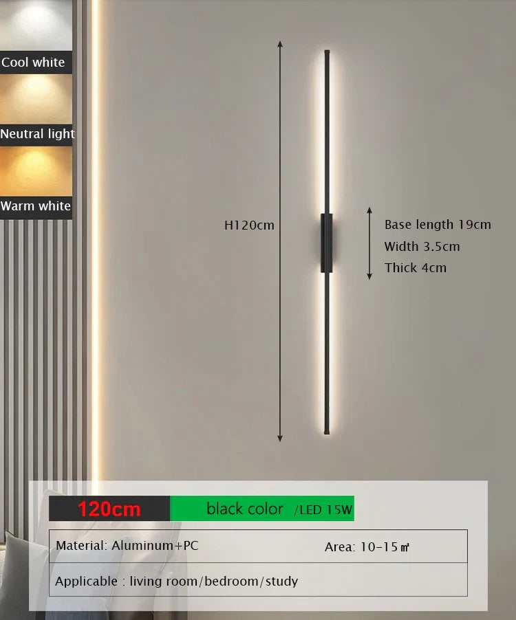 Tube Black Wall Sconces for Bedroom Living Room Corridor Mirror Vanity Lamp