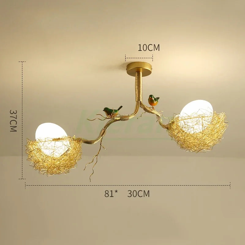 Bird's Nest Glass LED Ceiling Lamp for Modern Nordic Living Room Decor