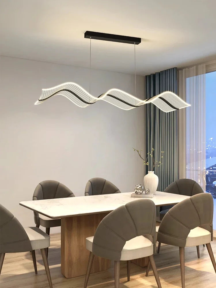 LED Wave Pendant Light for Living Room Kitchen Decor - Indoor Hanging Lights