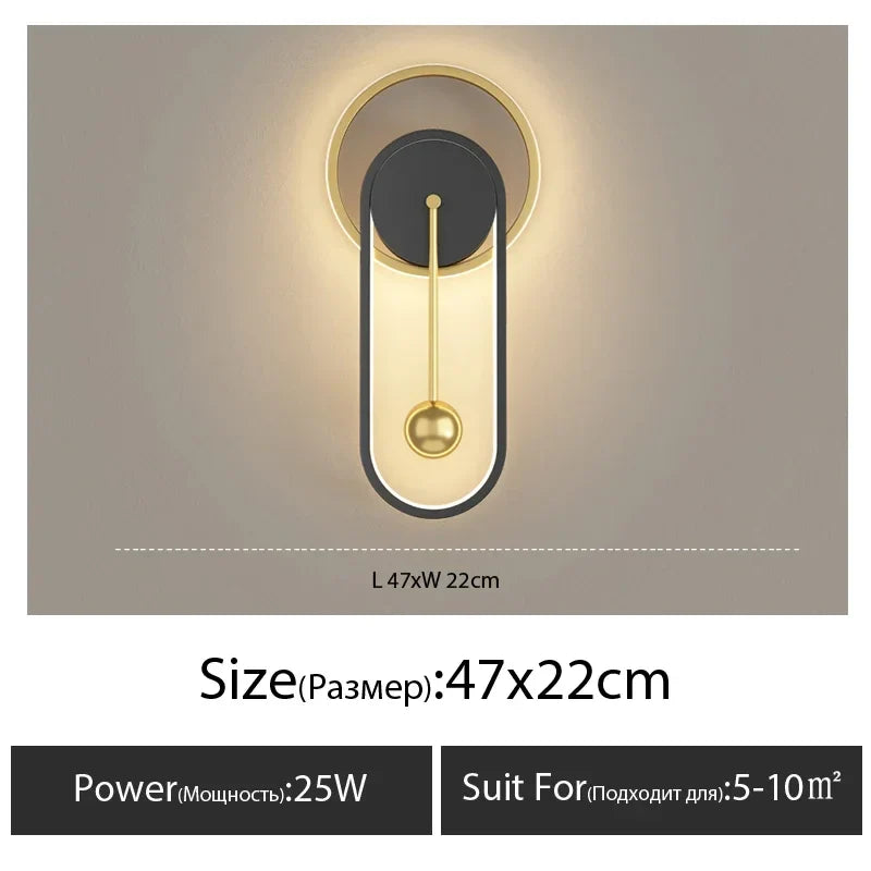 Nordic Wall Lamp Clock Modern Silent Bedroom Decor Lighting