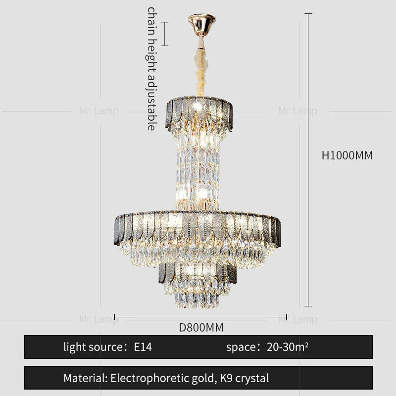 Crystal Chandelier: Postmodern Multi-layer Luxury for Villa, Hotel Lobby, and Living Room