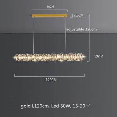 Modern Crystal Pendant Light Dimmable Remote Control Luxury Steel LED Lamp