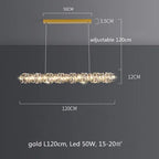 Modern Crystal Pendant Light Dimmable Remote Control Luxury Steel LED Lamp