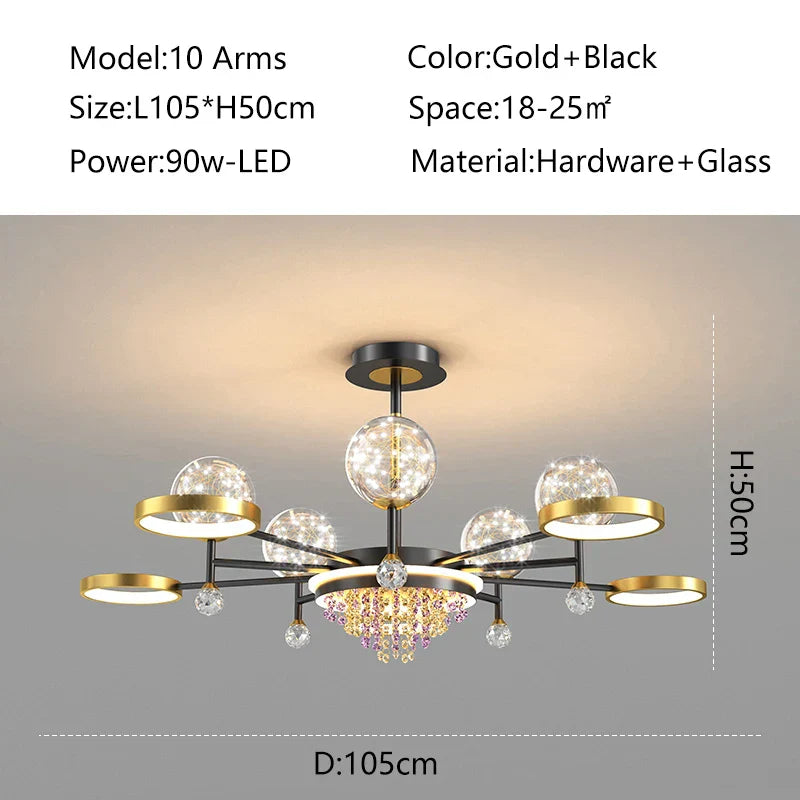 Nordic Glass Ball LED Ceiling Light for Bedroom Living Room Decoration Indoor Lighting