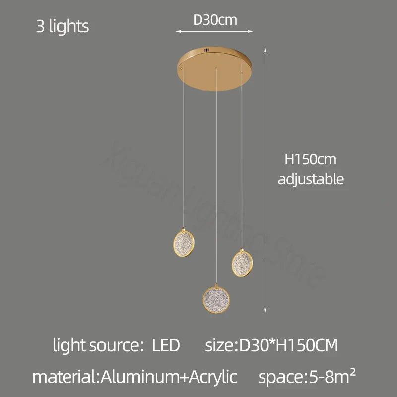 Round Cake Chandelier: Modern Staircase Lamp for High-rise Buildings, Hotels, and Homes