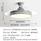 White Ceiling Fan Light with Hidden Fan, Remote Control for Bedroom and Restaurant