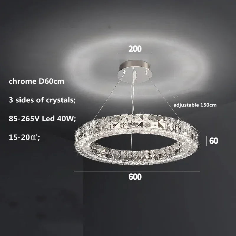 Luxury K9 Crystal Glass LED Chandelier for Living Room & Stairway Decor