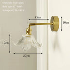 Brass Mirror Wall Sconce with Glass Shade for Bedroom and Living Room
