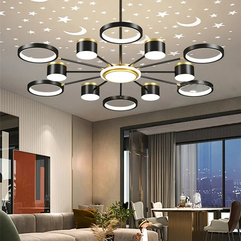 Starry Sky 6-Light Dimmable Ceiling Chandelier - White Modern Home Lighting