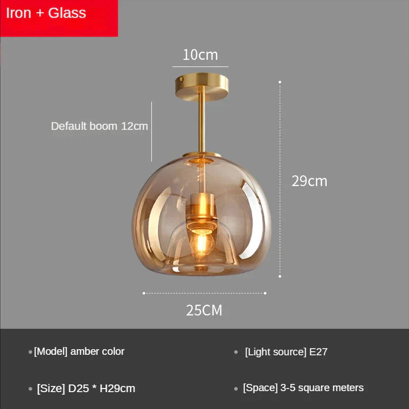 Glass Ball LED Ceiling Light: Modern Living Room Lighting for Aisle, Bedroom, Kitchen
