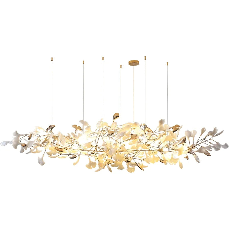 Luxe Ginkgo Leaves Chandelier Pendant Light for Living Room Bedroom