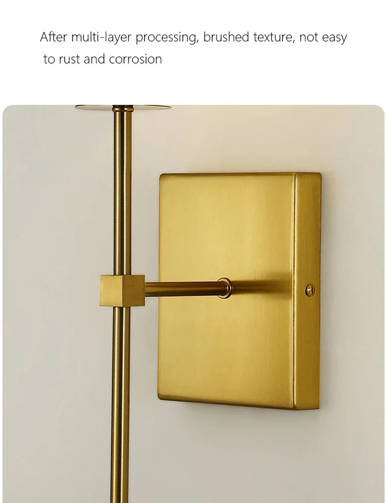 Black Brass Fabric Shade LED Wall Sconce for Bedroom & Mirror Decor