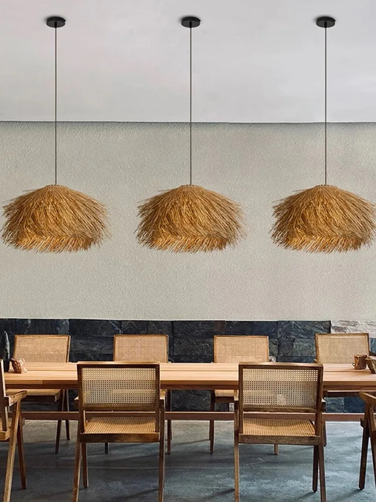 Wabi Sabi Rattan Pendant Lights: Nordic Retro Style for Home, Restaurant, Bar & Bedroom