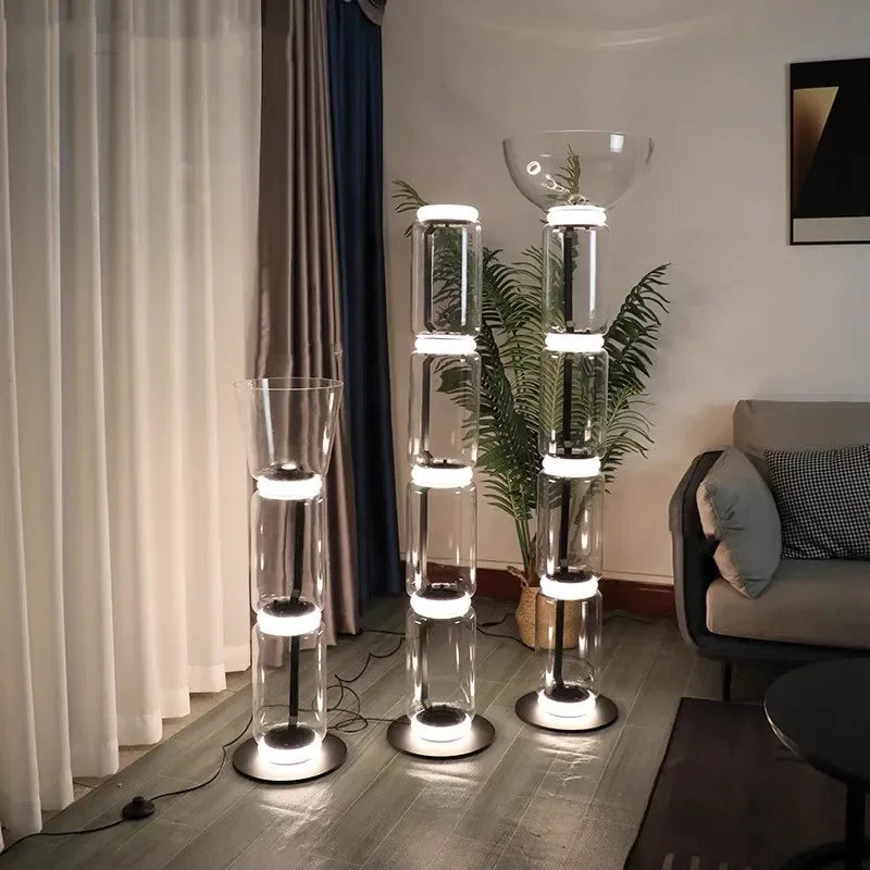 Glass LED Floor Lamp: Modern Nordic Design for Living Room and Bedroom Decor