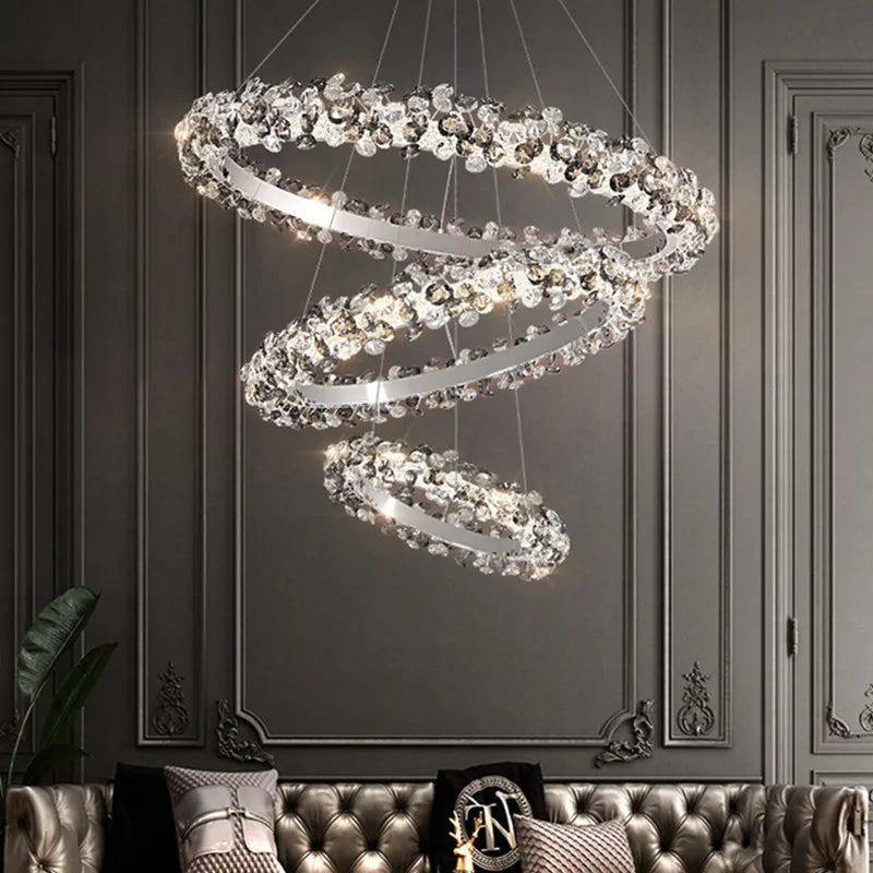 Sun Flower Crystal Rings Chandeliers: Modern Luxury Nordic Home Decor Hanging Ceiling Light