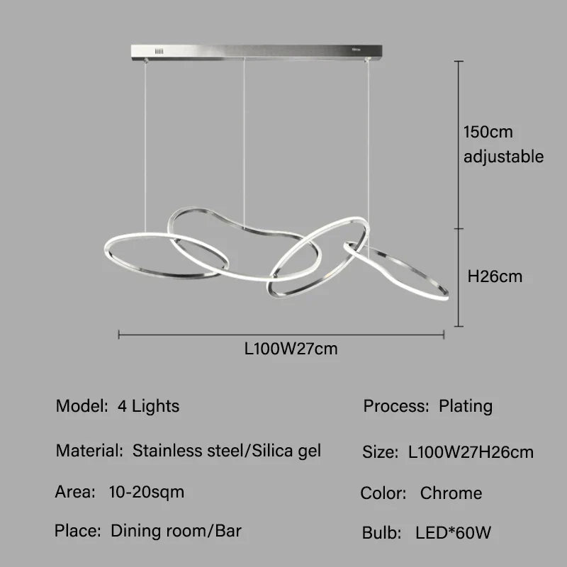 Luxury Steel Pendant Chandelier Dimmable LED Luminarias