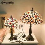 Stained Glass Shell Tiffany Table Lamp for Home Bedroom Lighting Fixtures