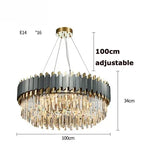Luxury Crystal Chandelier: Black Golden LED Stainless Steel Pendant