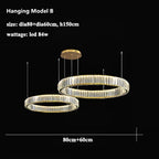 Luxury Crystal Chandeliers: Dimmable LED Steel Lighting for Villa Staircase & Foyer