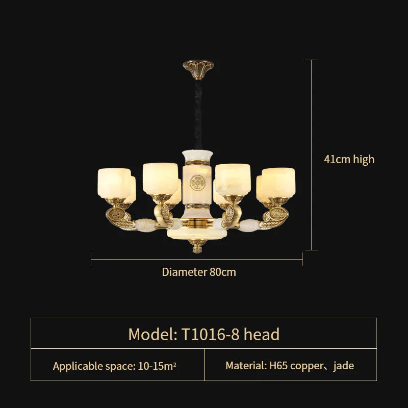 Zen Jade Chandelier: Modern Chinese Style Living Room Lamp for Villa, Restaurant, and Building