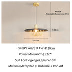 Walnut Metal Saucer Pendant Light - LED Hanging Lamp for Modern Home Decor