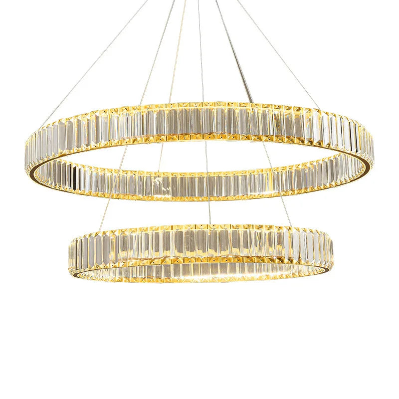 Luxury Gold Round Crystal Pendant Chandelier | Design for Living/Dining Room Lighting