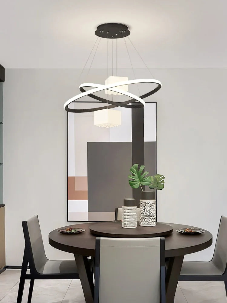 LED Chandelier: Modern White Hanging Light for Living Room Kitchen, Indoor Decor Lamps