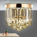 Crystal Round Ceiling Lights: Champagne/Clear Stainless Steel Design for Luxe Spaces