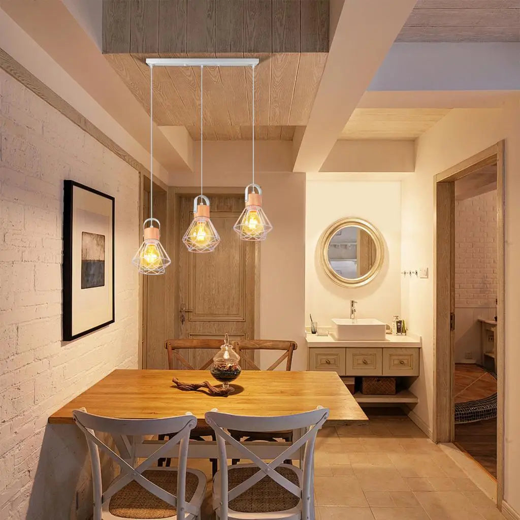 Modern Wood Pendant Light Fixture for Living Dining Kitchen Bedroom