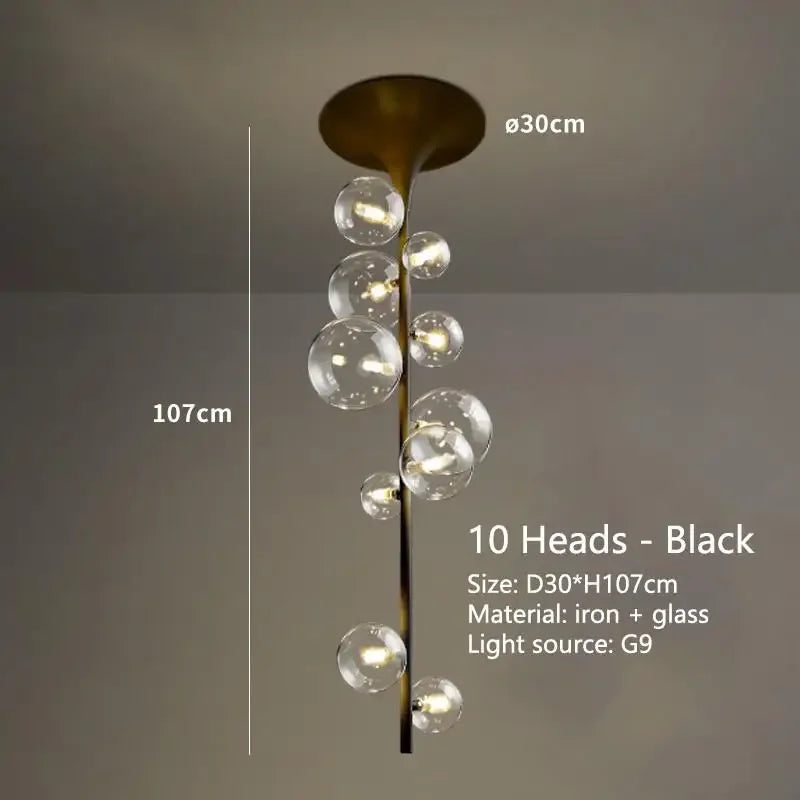 LED Bubble Chandelier Clear Glass Ball Pendant Lamp for Dining Room & Bar